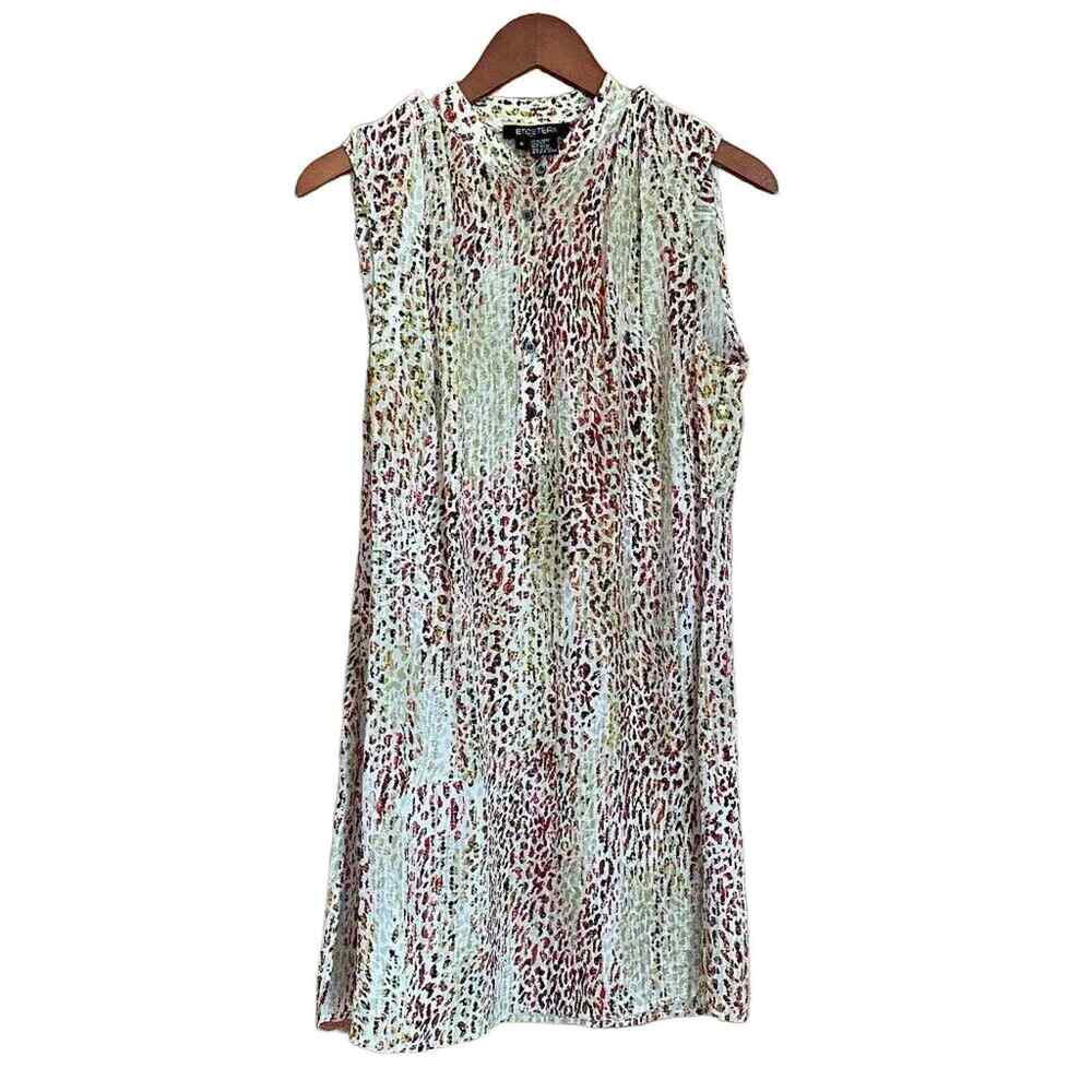 Etcetera Silk Shift Dress Short Multicolor Animal Print Sleeveless Women's 6